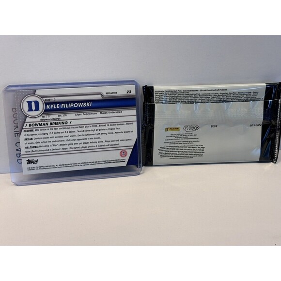 Kyle Filipowski Refractor Card & Panini Draft Picks Sealed Pack Duke Blue Devils - Picture 4 of 4